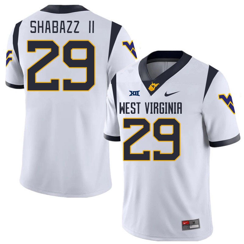 #29 Deuce Shabazz II West Virginia Mountaineers College 2024 New Uniforms Football Jerseys Stitched Sale-White